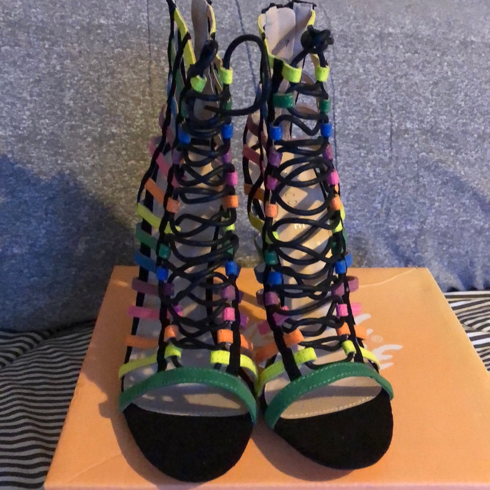 Public Desire Multi-Color Open Toe Bootie Sandals - image 5